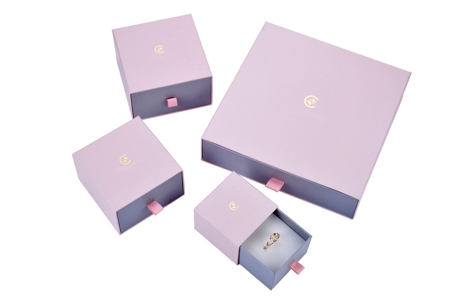 ZH01-002 drawer structure paper cardboard jewelry box covered by special paper